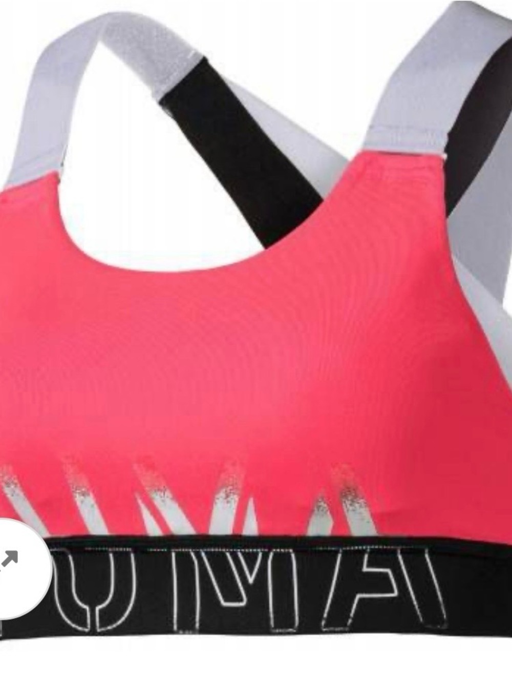 🩷🤍 🖤 Puma Coral Pink Sports support bra with Black Band